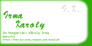 irma karoly business card