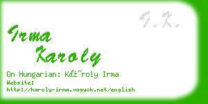 irma karoly business card